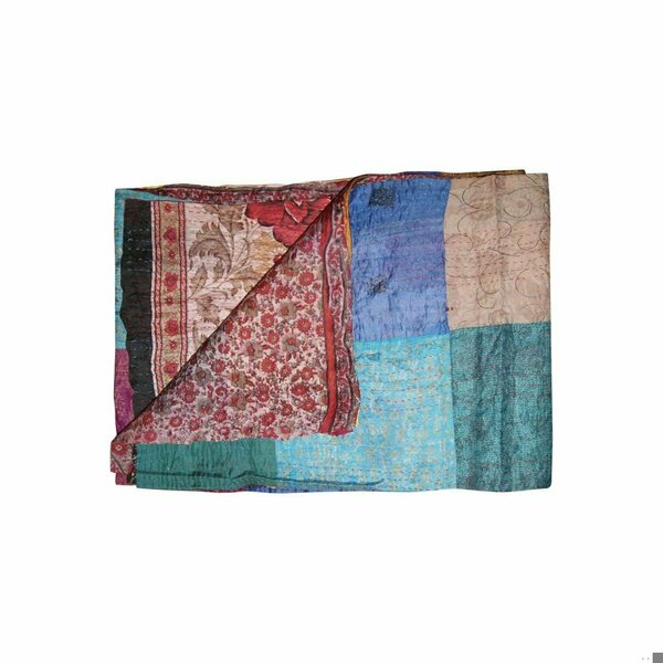 Homeroots 0.1 x 60 x 90 in. Kantha Silk Throw Quilt Blanket 293214